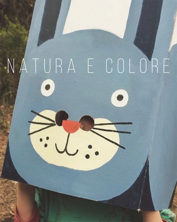 Progetto Natura e Colore, con un coniglio come maschera per bambini.